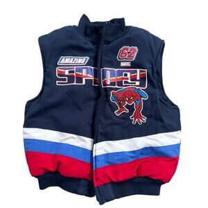 Vtg Y2K Marvel Spider-Man Boys’ Racing Style Cold Weather Vest Sz 6
